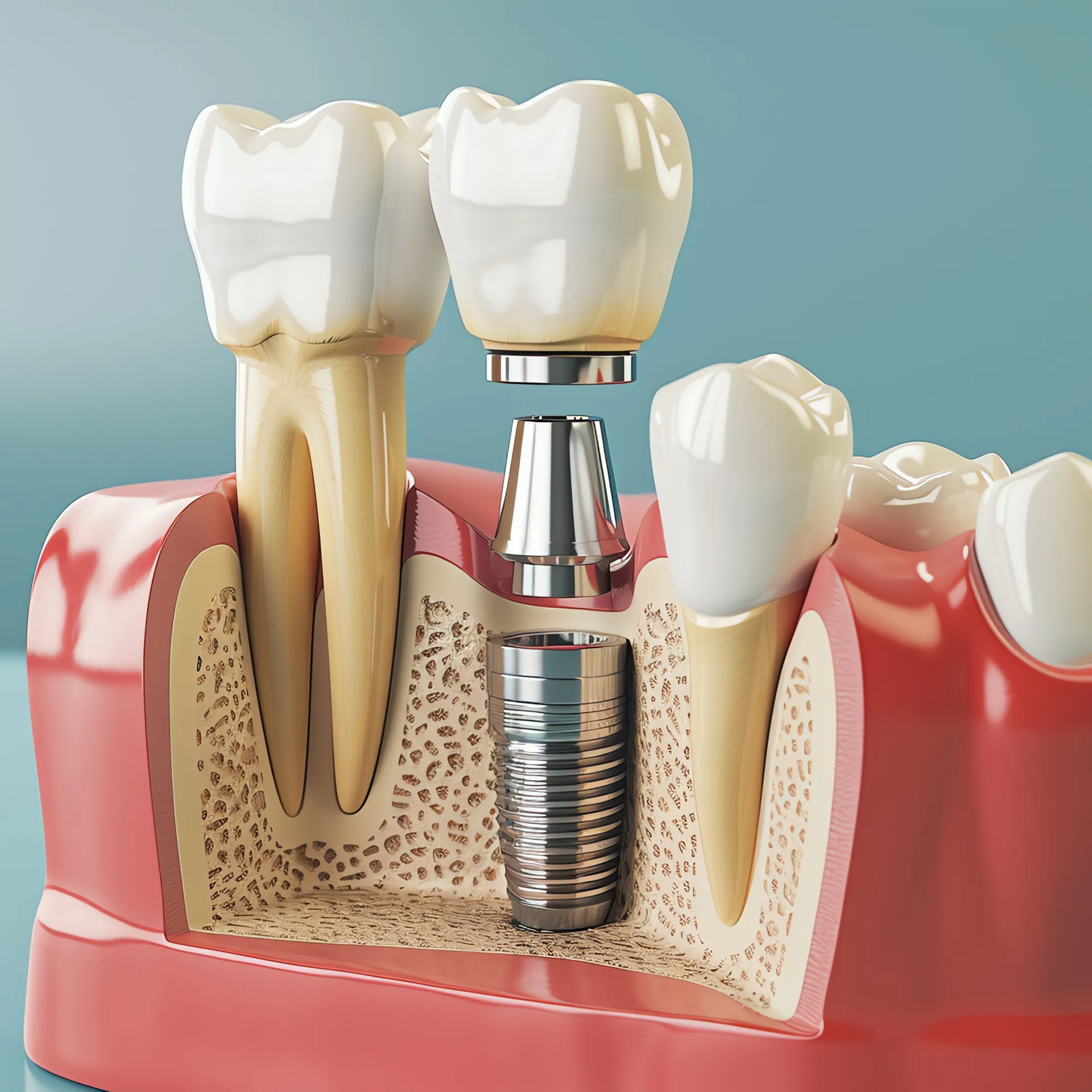Close Up Dental Tooth Implant Healthy Human Teeth White Enamel Dental Implants Surgery at Magical Smiles Caroline Springs