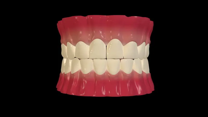 3D animation still showing how a tooth is prepared and a dental crown is fitted