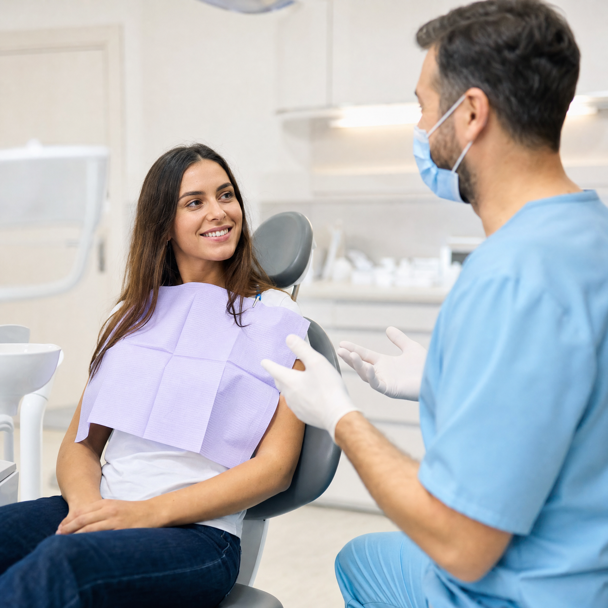 Patient talking with a local dentist