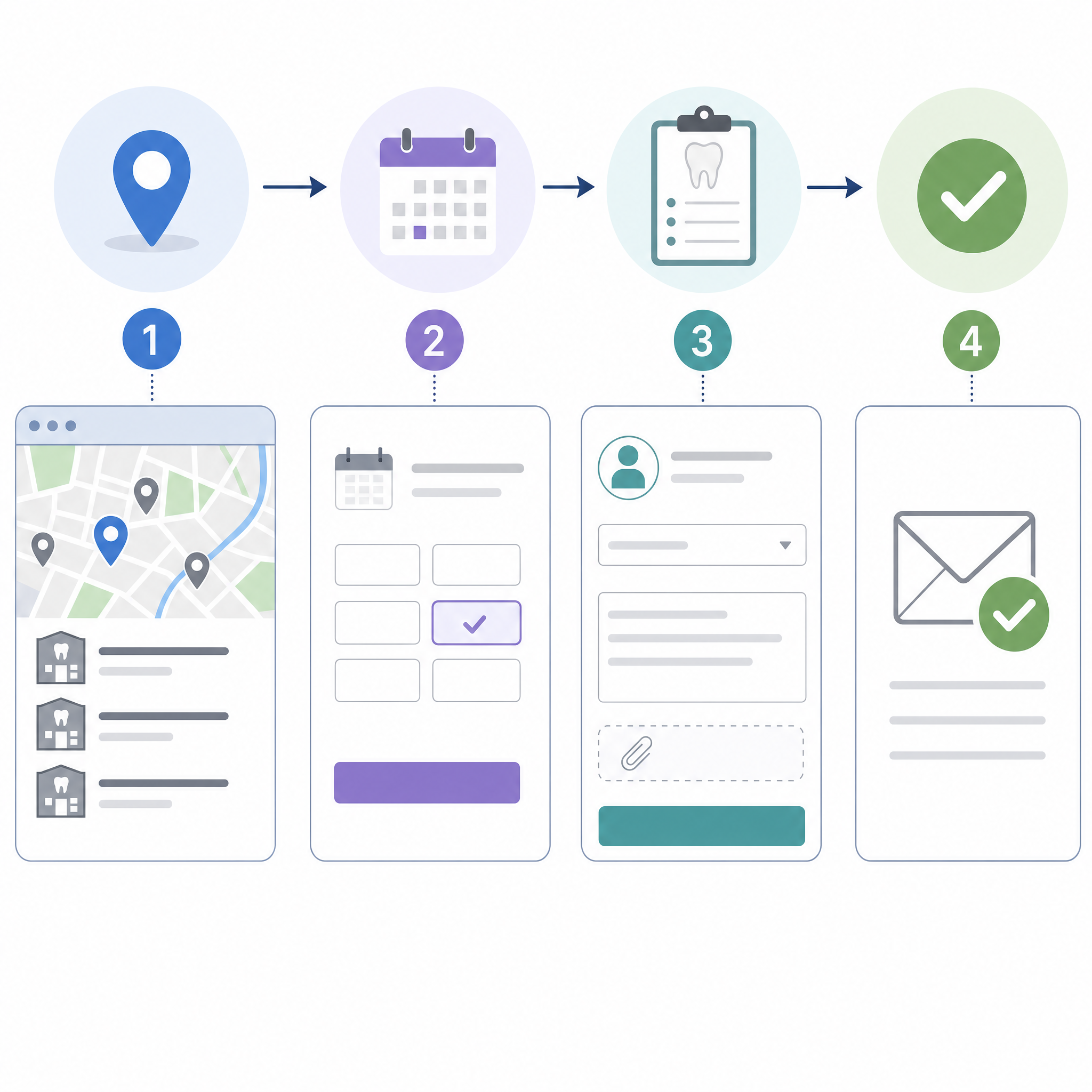 Steps involved in submitting an online dental appointment request
